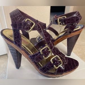 Purple Snake-Skin Platform Sandal, 10M Anne Michelle Soulmate-08